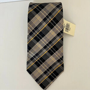 NWT Banana Republic Navy Yellow White Plaid Formal Office Career Necktie